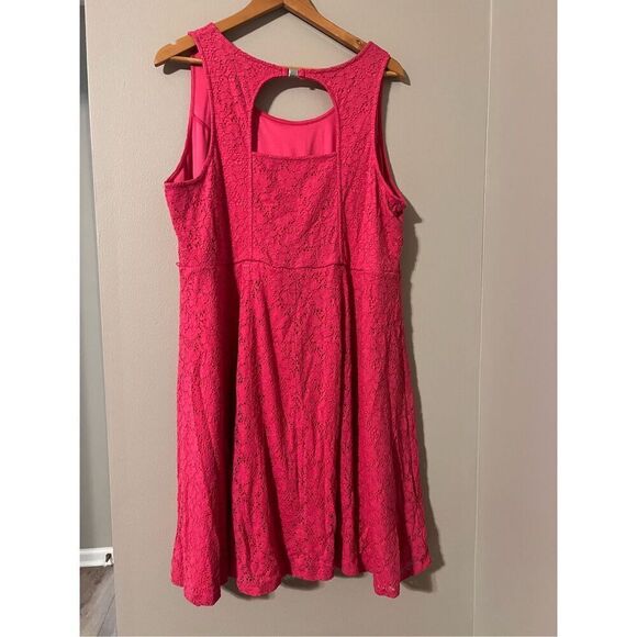 Lane Bryant Plus Size 24 Fit & Flare Lace Dress Pink Sleeveless Preppy Summer - Picture 3 of 6